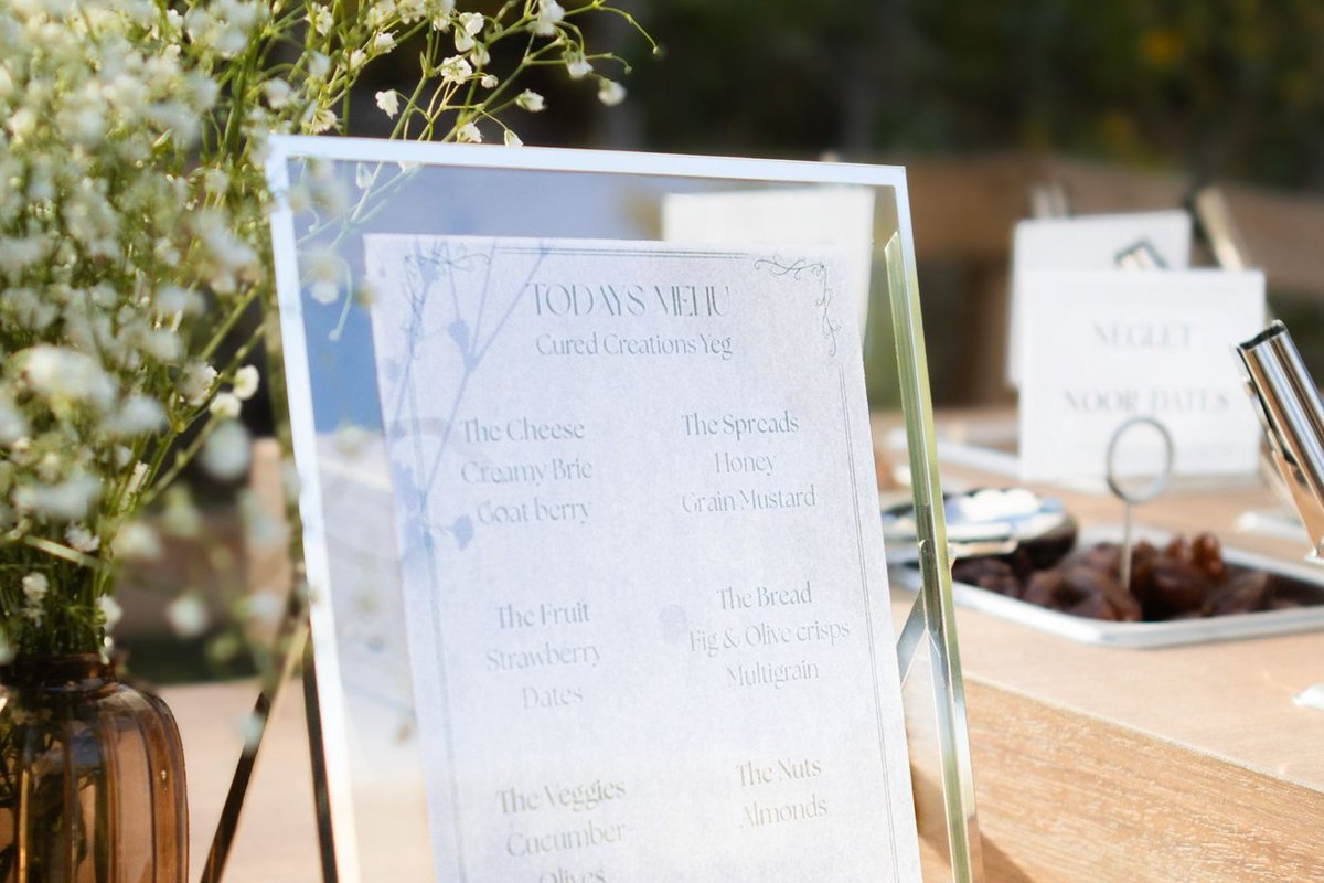 Elegant event setup with charcuterie station