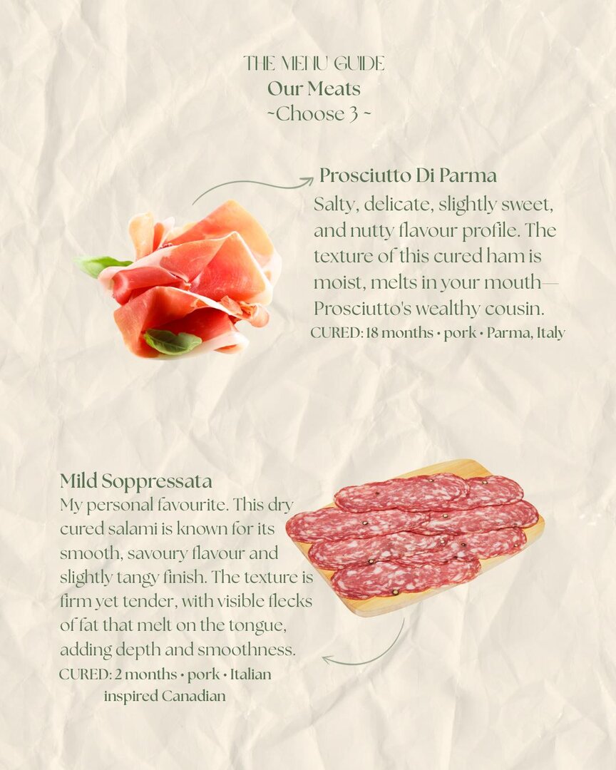 Menu guide — meats: prosciutto di Parma and mild soppressata