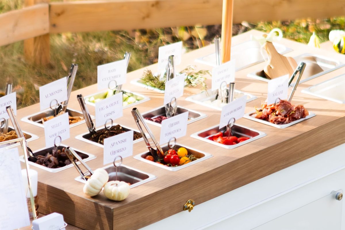 Modern minimalist charcuterie station for an Edmonton corporate event