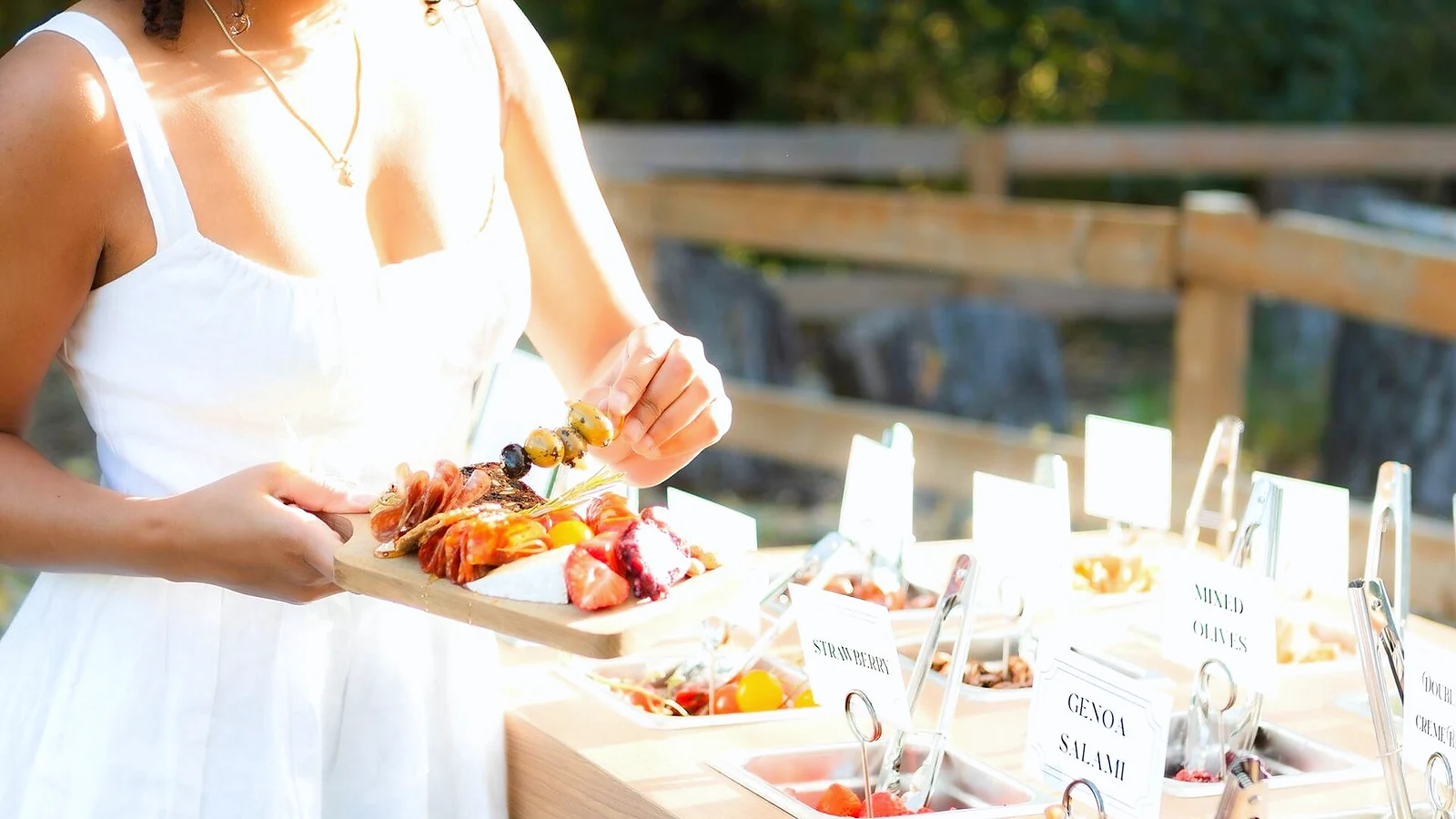 A guest with an individual board beside the cart
